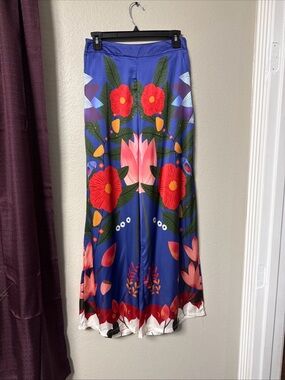 #746 Boutique Floral Palazzo Pants with Pockets Size Medium